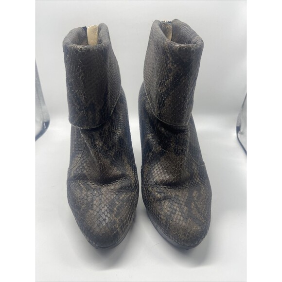 Jimmy Choo Snakeskin Foldover Wedge Booties Sz 37 1/2 - Picture 2 of 12